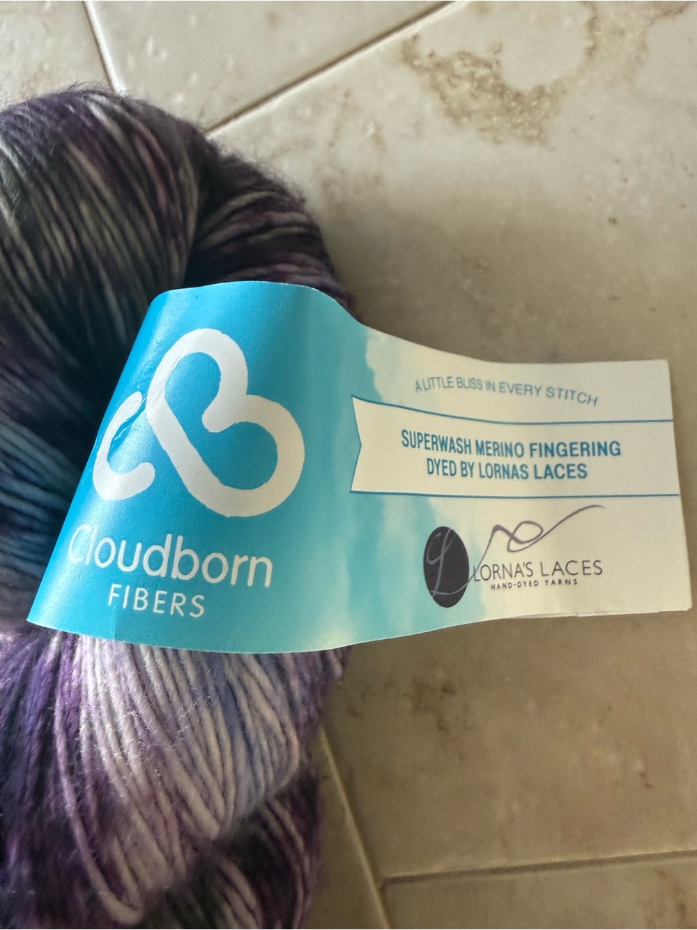 Cloudborn Fibers Hand-Dyed Merino Fingering Yarn - Purple Variegated - Picture 3 of 9
